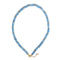 Aquamarine Color Dyed Jade Rondelle Beaded Necklace 17''-18.5" Length Adjustable