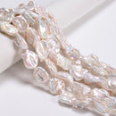 Natural White Fresh Water Pearl Flat Nugget Beads Size 15x20mm 16x22mm 15.5" Std