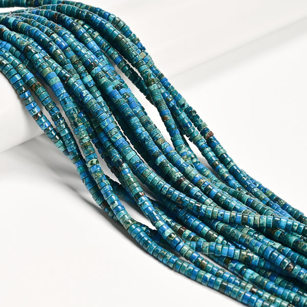 Turquoise Blue Sea Sediment Jasper Heishi Rondelle Discs Beads Size 2x4mm 15.5'' Strand