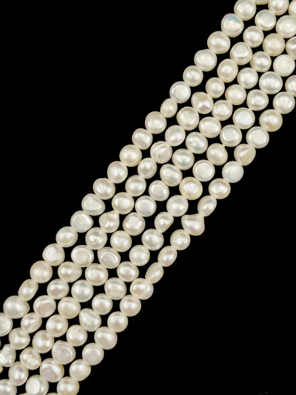 Grade A White Fresh Water Pearl Center Drilled Nugget Size 5-6mm 13.5" Strand