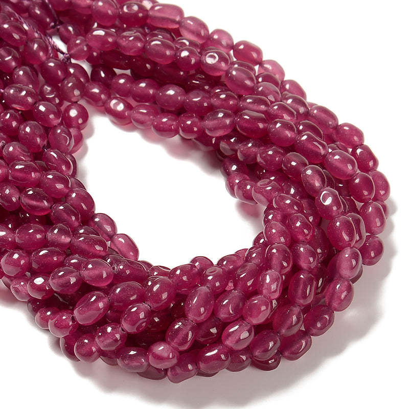 Strawberry Quartz Color Dyed Jade Pebble Nugget Beads Size 6x8-9mm 15.5'' Strand