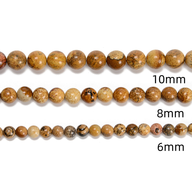 Picture Jasper Smooth Round Beads 4mm 6mm 8mm 10mm 12mm 14mm 18mm 15.5" Strand