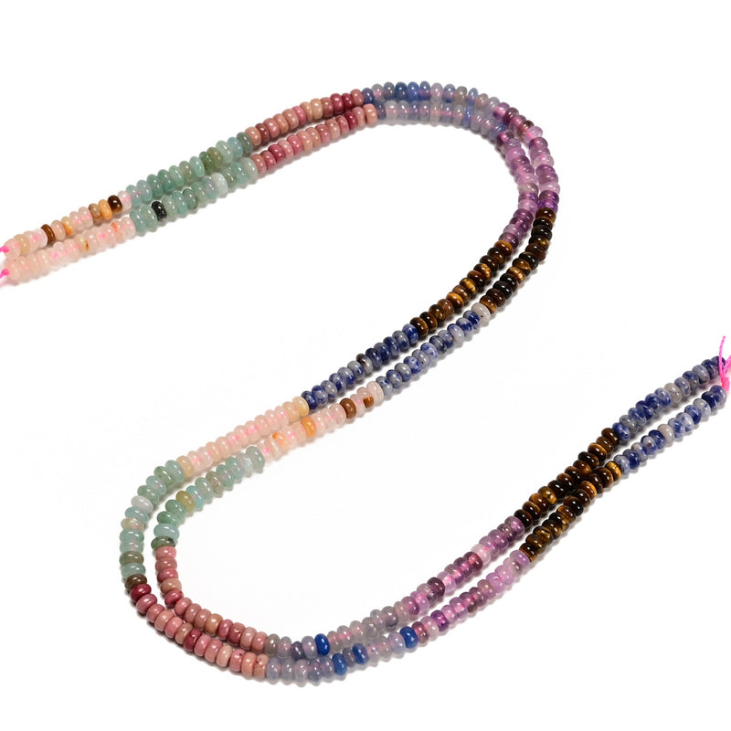 01 Multi-color Gemstone Smooth Rondelle Beads Size 2x4mm 15.5'' Strand