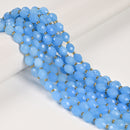 Aquamarine Color Dyed Jade Faceted Rice Beads Size 8x10mm 15.5'' Strand