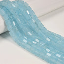 Aquamarine Color Dyed Jade Hexagonal Prism Tube Beads Size 8x10mm 15" Strand