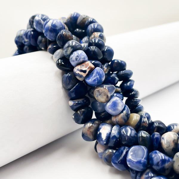 Natural Sodalite Irregular Pebble Nugget Approx. 6-13mm 15.5" Strand