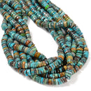 Natural Multi Blue Turquoise Heishi Disc Beads Size 2x5mm 2x6mm 2x7mm 15.5" Strd