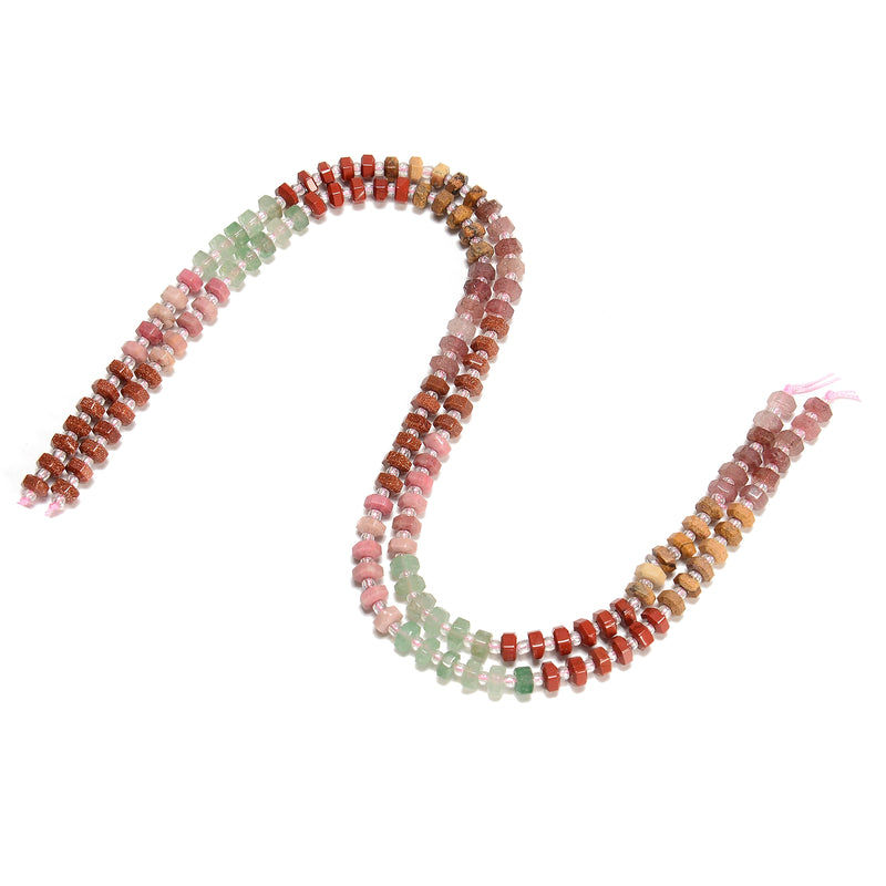 08 Gradient Multi-color Gemstone Hexagonal Rondelle Wheel Beads 3x6mm 15" Strand