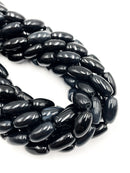 Natural Black Onyx Smooth Rice Shape Beads Approx. 10x18-33mm 15.5" Strand