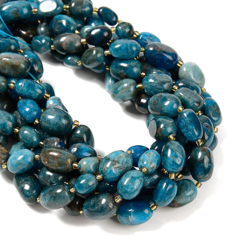 Natural Apatite Full Oval Nugget Beads Size 10-12mm x 13-18mm 15.5'' Strand