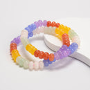 07-Multi-color Dyed Jade Smooth Rondelle Beaded Bracelet Size 5x8mm 7.5'' Length