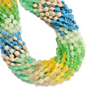 02 Gradient Multi-color Gemstone Faceted Coin Beads Size 6mm 15.5" Strand