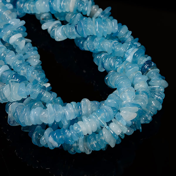 Natural Aquamarine Center Drill Pebble Nugget Chips Beads 10-12mm 15.5'' Strand