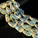 Cloudy Yellow Quartz Faceted Twist Freeform Slice Beads 30x40mm 15.5'' Strand