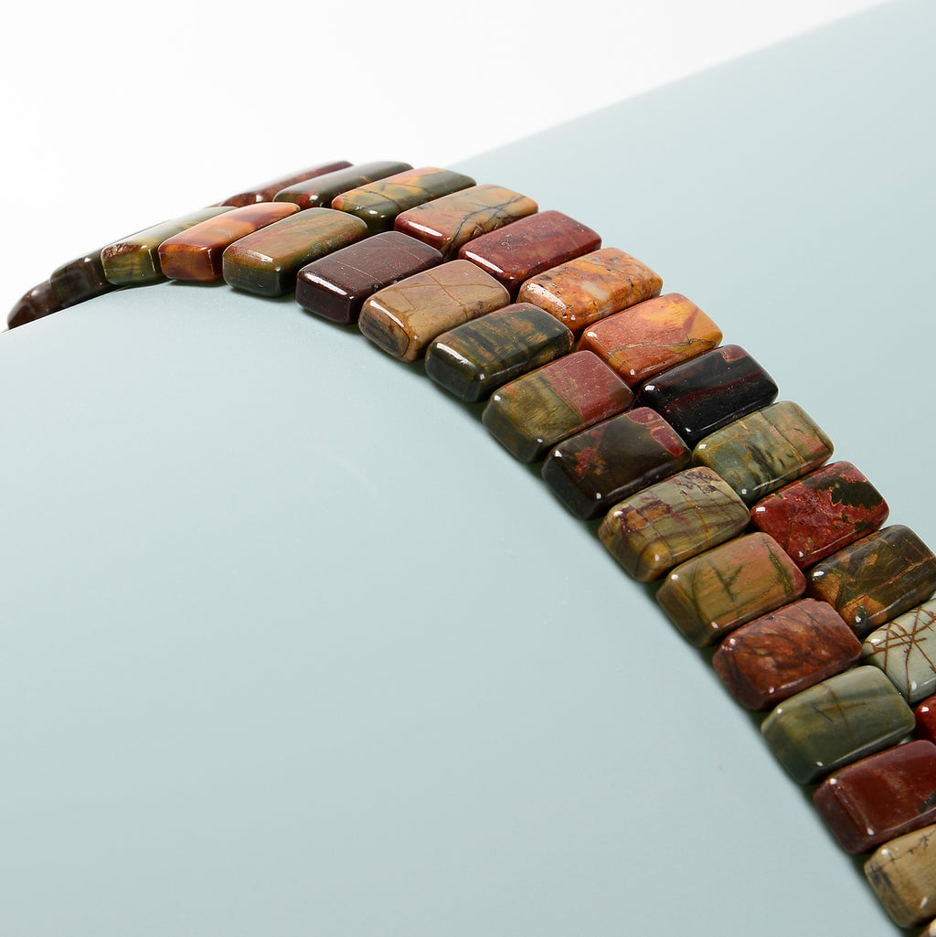 Natural Red Creek Jasper Double Drill Rectangle Beads Size 10x20mm 8