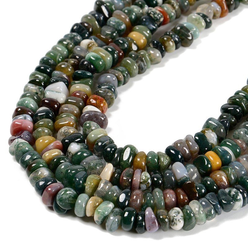 Natural Indian Agate Pebble Nugget Chips Beads Size 4-5mm x 9-11mm 15.5'' Strand