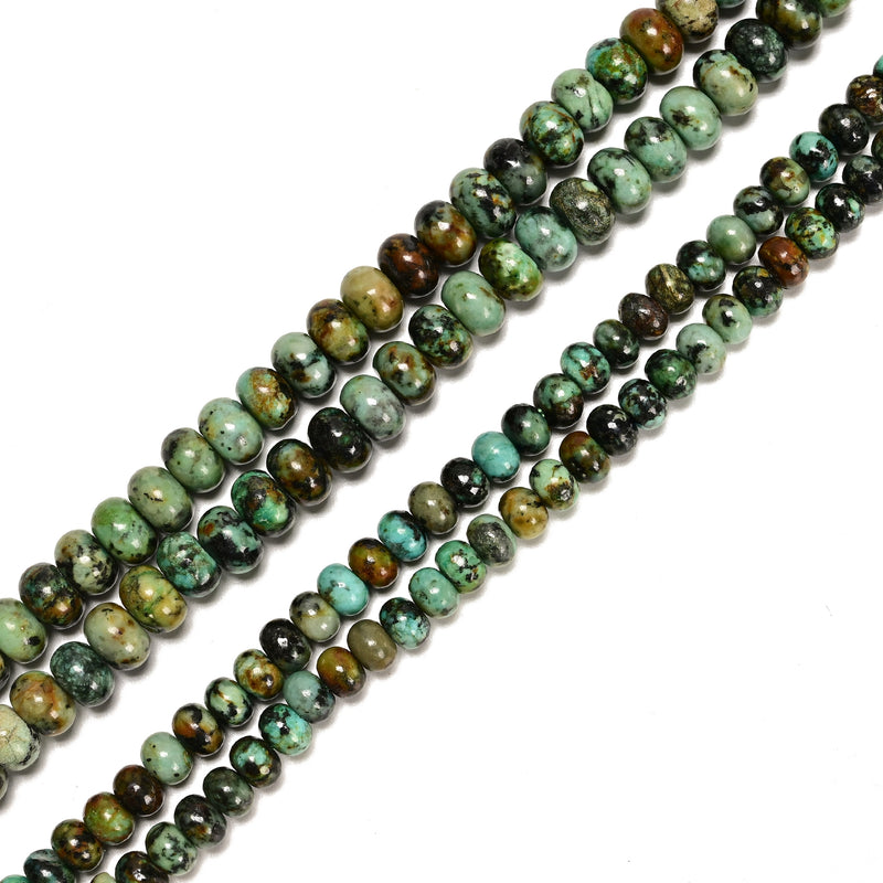 Natural African Turquoise Smooth Rondelle Beads Size 4x6mm 5x8mm 15.5'' Strand