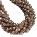Natural Gray Moonstone Smooth Round Beads Size 8mm 15.5'' Strand