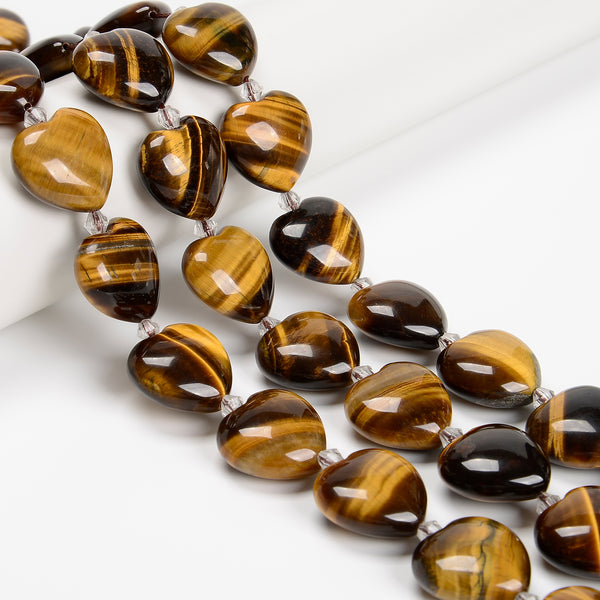 Natural Yellow Tiger Eye Heart Shape Beads Size 20mm 15.5'' Strand