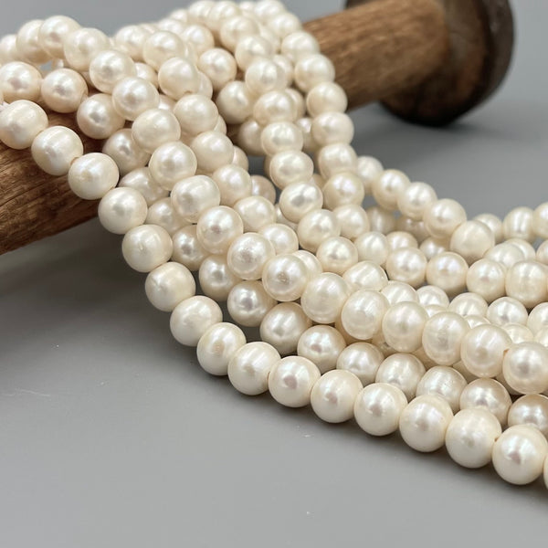 2.0mm Hole Fresh Water Pearl Off Round Beads 8mm 10mm 11mm 15.5" Strand