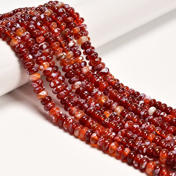 Red Dream Fire Agate Smooth Rondelle Beads Size 5x8mm 15.5'' Strand