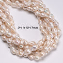 White Fresh Water Pearl Baroque Beads 9-11x13-17mm 10-12x14-17mm 15.5" Strand