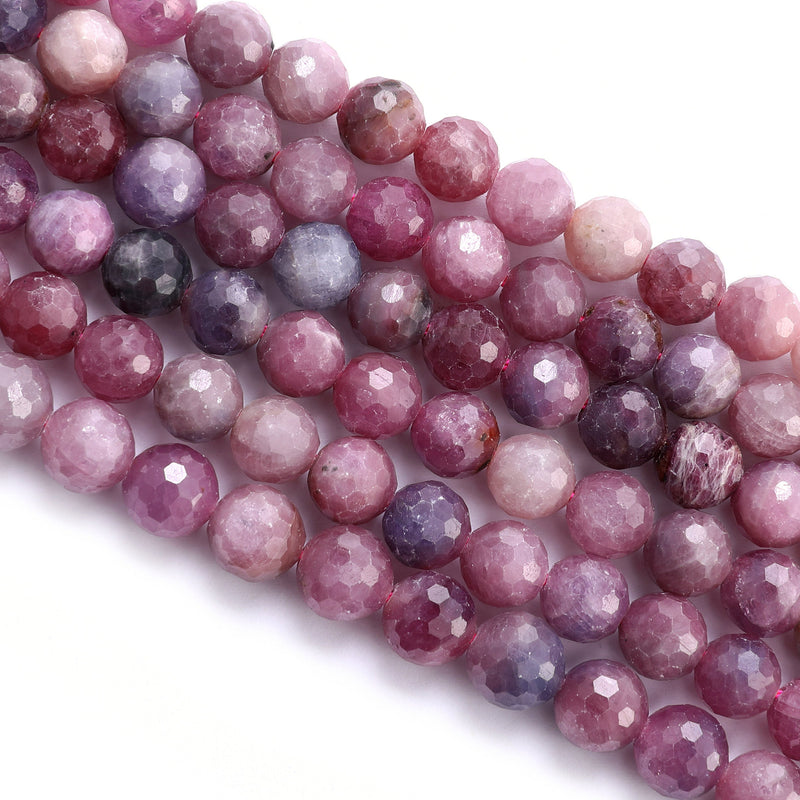 Genuine Ruby Faceted Round Beads 5mm 6mm 7mm 8mm 9mm 10mm 11mm 15.5" Strand