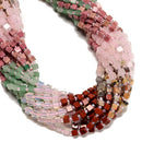 14 Multi-color Gemstone Smooth Cube Shape Beads Size 4mm 15" Strand