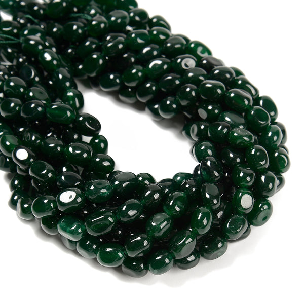 Emerald Green Color Dyed Jade Pebble Nugget Beads Size 8x10mm 15.5'' Strand