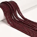 Natural Red Garnet Smooth Round Beads Size 4mm 15.5" Strand