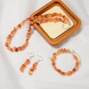 Natural Carnelian Chips Beads Size 5-8mm Jewelry Set Bracelet Earrings Necklace