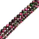 Galaxy Green Hot Pink Tiger Eye Smooth Round Beads Size 6mm 8mm 10mm 15.5" Strd