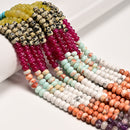 18 Gradient Multi-color Gemstone Smooth Rondelle Beads Size 4x6mm 15.5" Strand