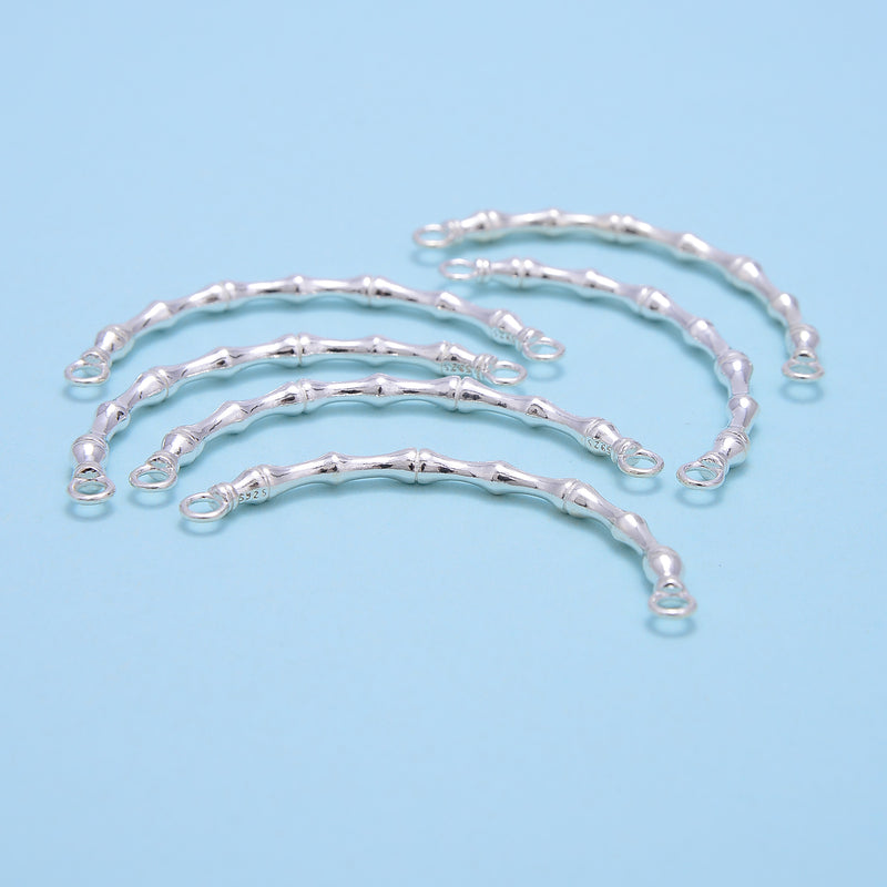 925 Sterling Silver Bamboo Curved Tube Connector Size 3x45mm Sold by 1 Piece