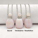 Natural Opal Essential Oil Necklace Flat Bottom Perfume Bottle & Silver Chain