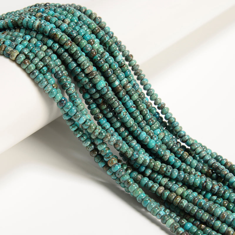 Natural Multi Blue Turquoise Smooth Rondelle Beads Size 2x4mm 15.5" Strand