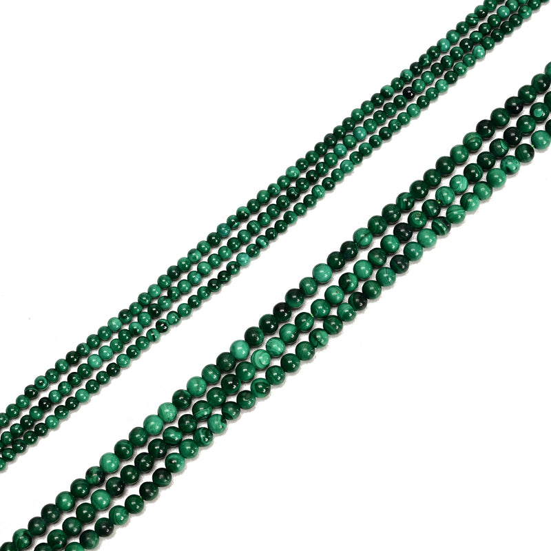 Natural Malachite Smooth Round Beads Size 2mm 3mm 15.5" Strand