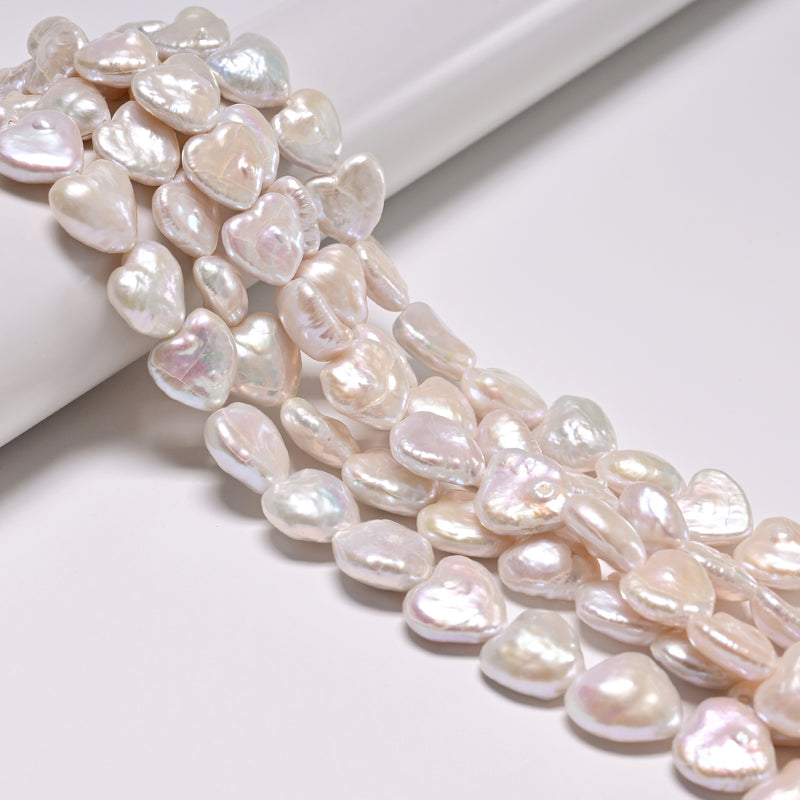 Natural White Fresh Water Pearl Heart Shape Beads Size 15mm 15.5'' Strand