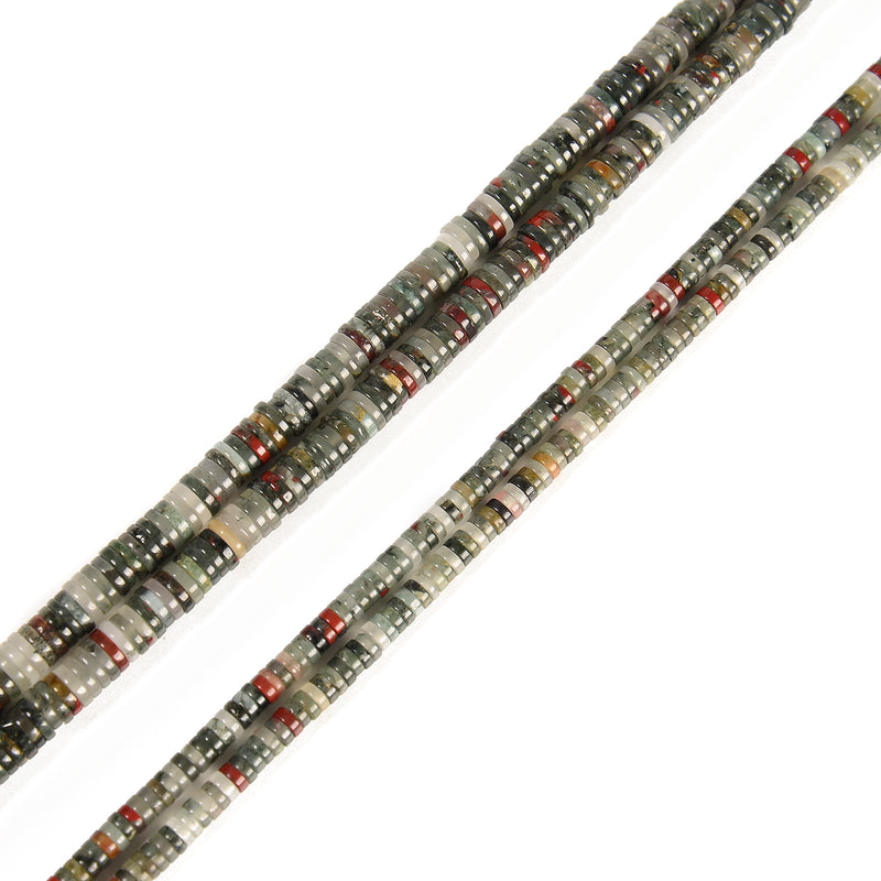 Natural African Bloodstone Heishi Disc Beads Size 1.5x4mm 1.5x6mm 15" Strand