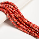 Natural Red Spiny Oyster Square Heishi Disc Beads Size 6-7mm 16" Strand