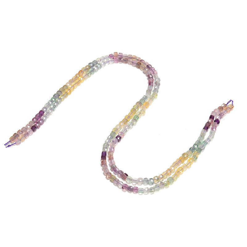 Gradient Natural Fluorite Faceted Cube Beads Size 4mm 15.5'' Strand