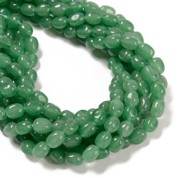 Green Aventurine Color Dyed Jade Pebble Nugget Beads Size 8x10mm 15.5'' Strand
