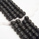 2.0mm Hole Black Lava Rock Stone Round Beads 6mm 8mm 10mm 12mm 15.5" Strand