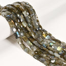 Natural Labradorite Faceted Rectangle Beads Size 8x10mm 15.5'' Strand