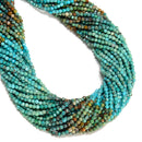 Gradient Natural Turquoise Faceted Round Beads Size 2mm 15.5'' Strand