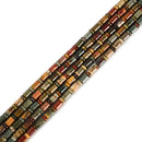 Natural Red Creek Jasper Cylinder Tube with Rondelle Beads 6x9mm 15.5'' Strand