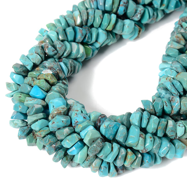 Genuine Blue Turquoise Faceted Nugget Disc Beads Size 3-5mm x 8-10mm 15.5'' Strd