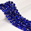 Lapis Blue Color Dyed Jade Faceted Rice Beads Size 8x10mm 15.5'' Strand