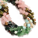 08 Gradient Multi-color Gemstone Smooth Cube Shape Beads Size 8-9mm 15.5" Strand