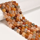 Natural Multi Rutilated Quartz Smooth Round Beads Size 10mm 12mm 15.5'' Strand